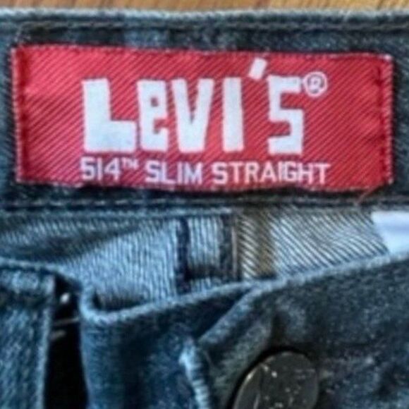 Levi's 514 Slim Straight Leg Jeans Blue Dark Wash Denim Distressed 28 x 28 - Picture 6 of 7